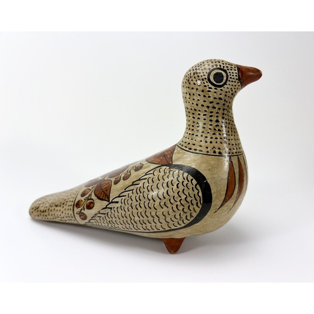 Rare Signed  Amado Galvan Vintage Tonala Folk Art Dove Bird Mexican Pottery
